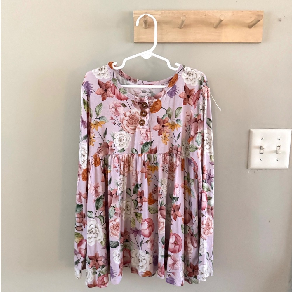 posh‎ peanut floral peplum top 12y